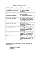 Stat 1200 Study Guide 1 