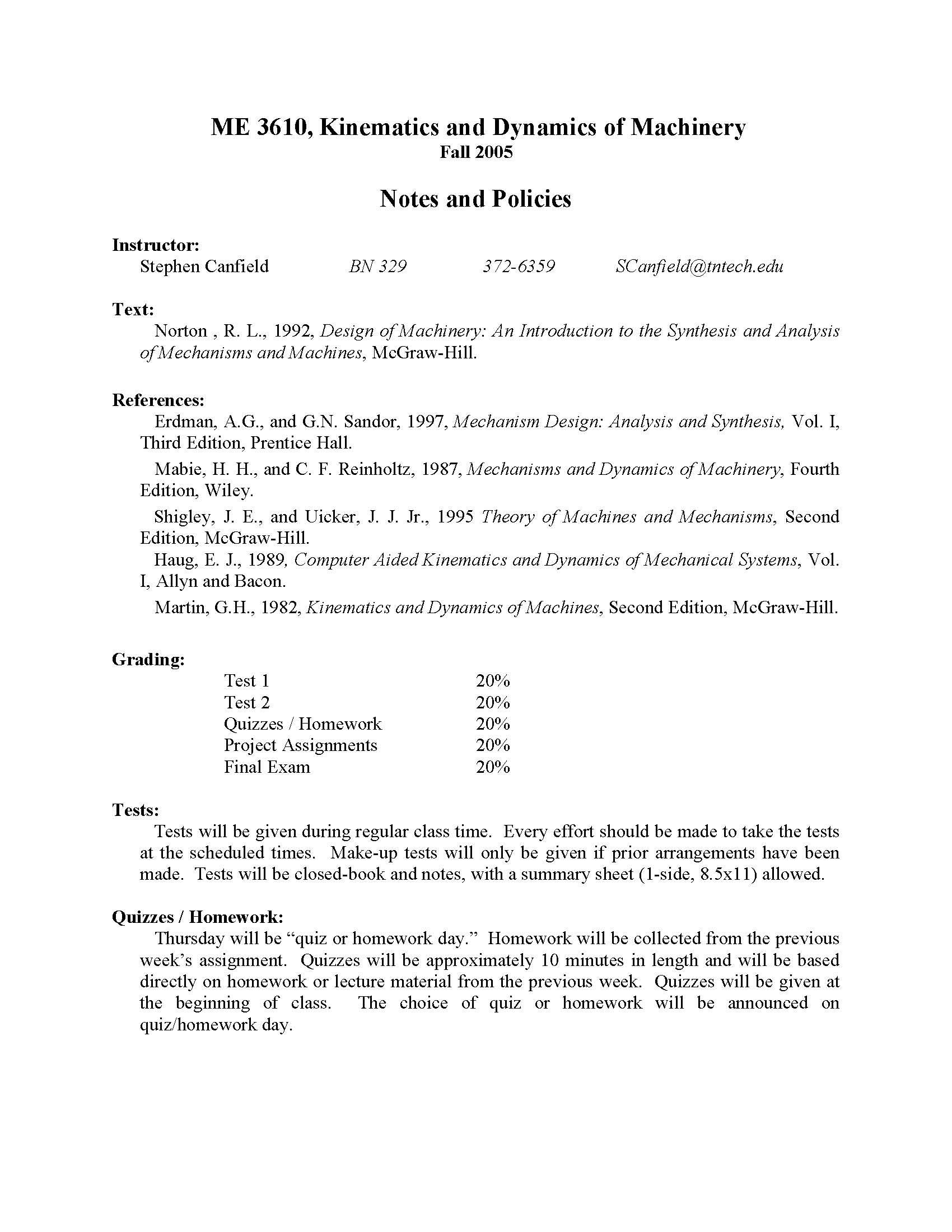 Dynamics of Machinery