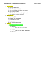 HST 103: Western Civilizations  - Study Guide