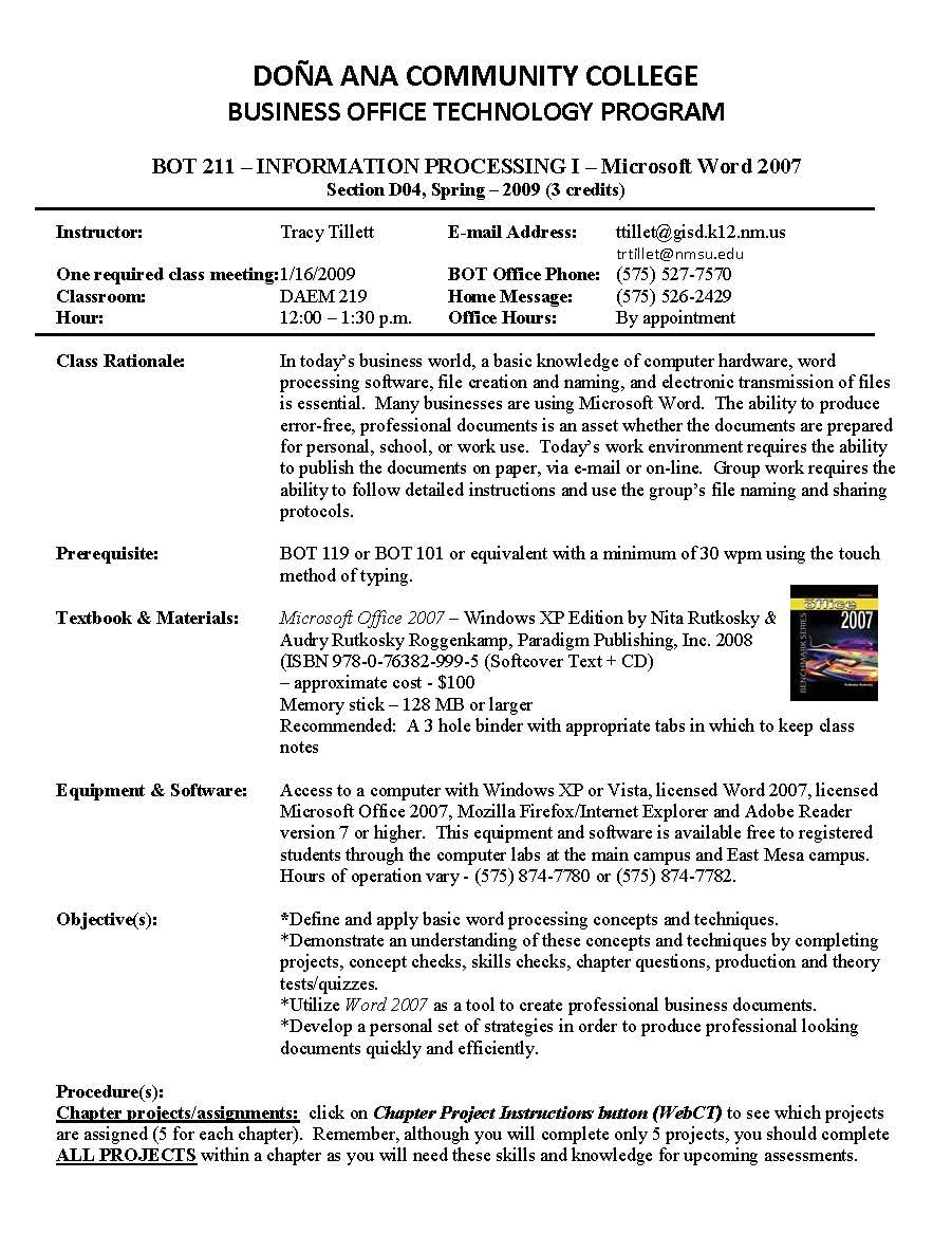 Information Processing I SUBTITLE MICROSOFT WORD