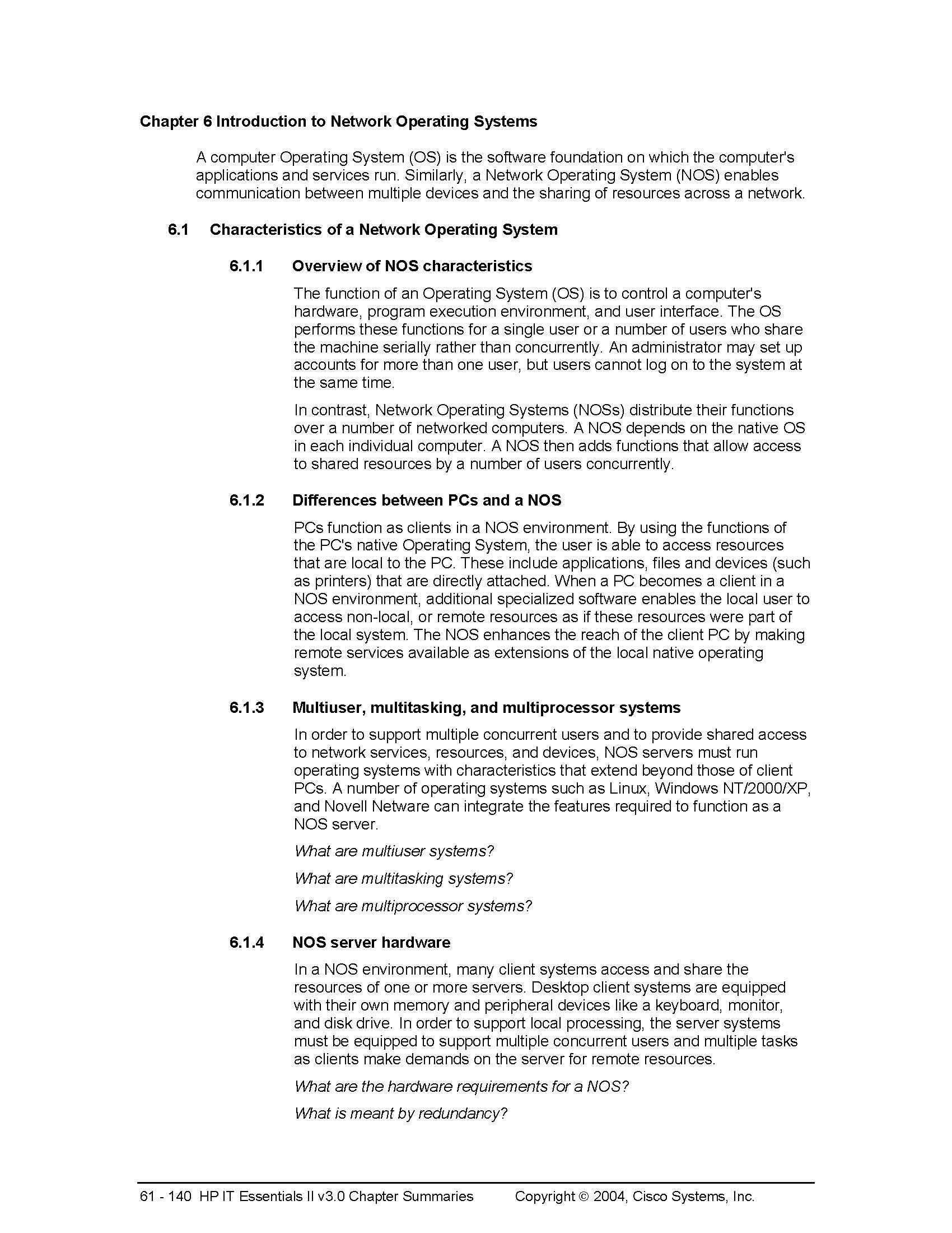Operating Systems I