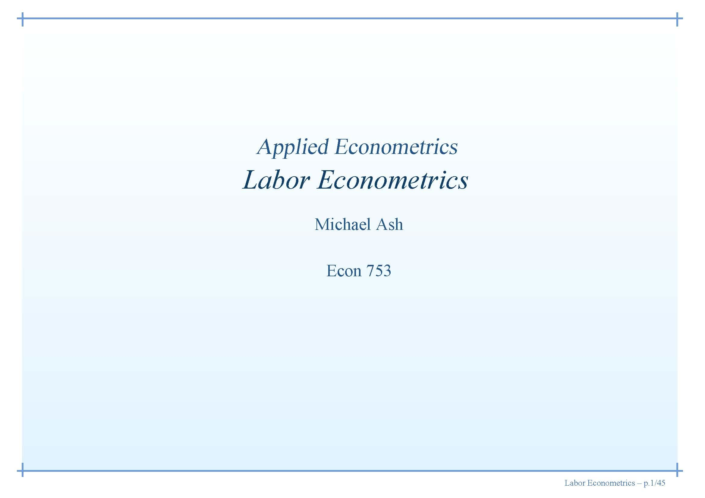 Applied Econometrics
