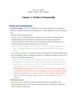 Intro to Psychopathology; Notes of Week 2