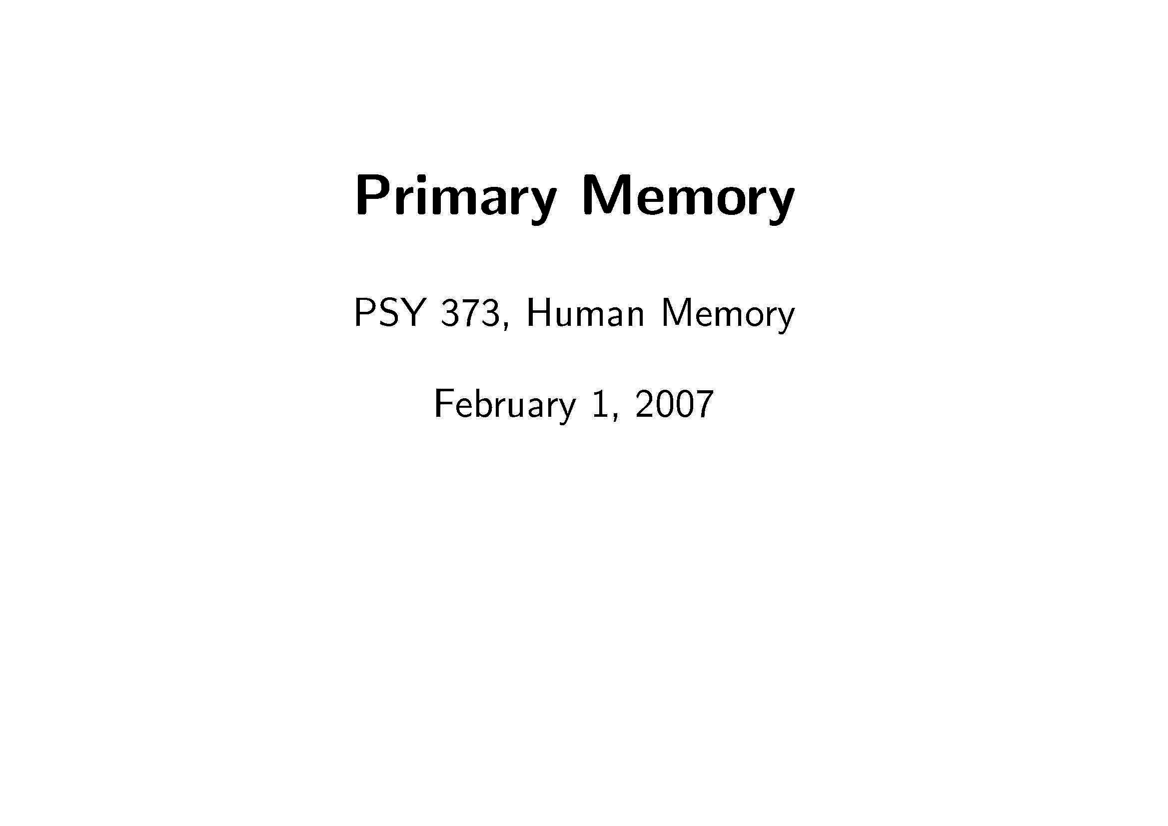 Human Memory
