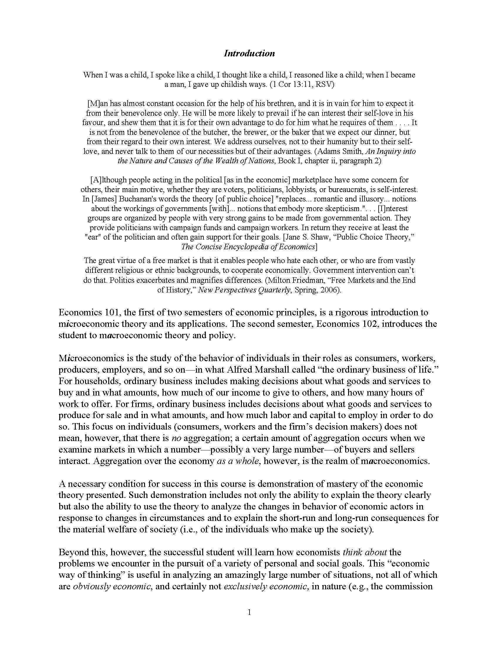 INTRODUCTION TO ECONOMICS