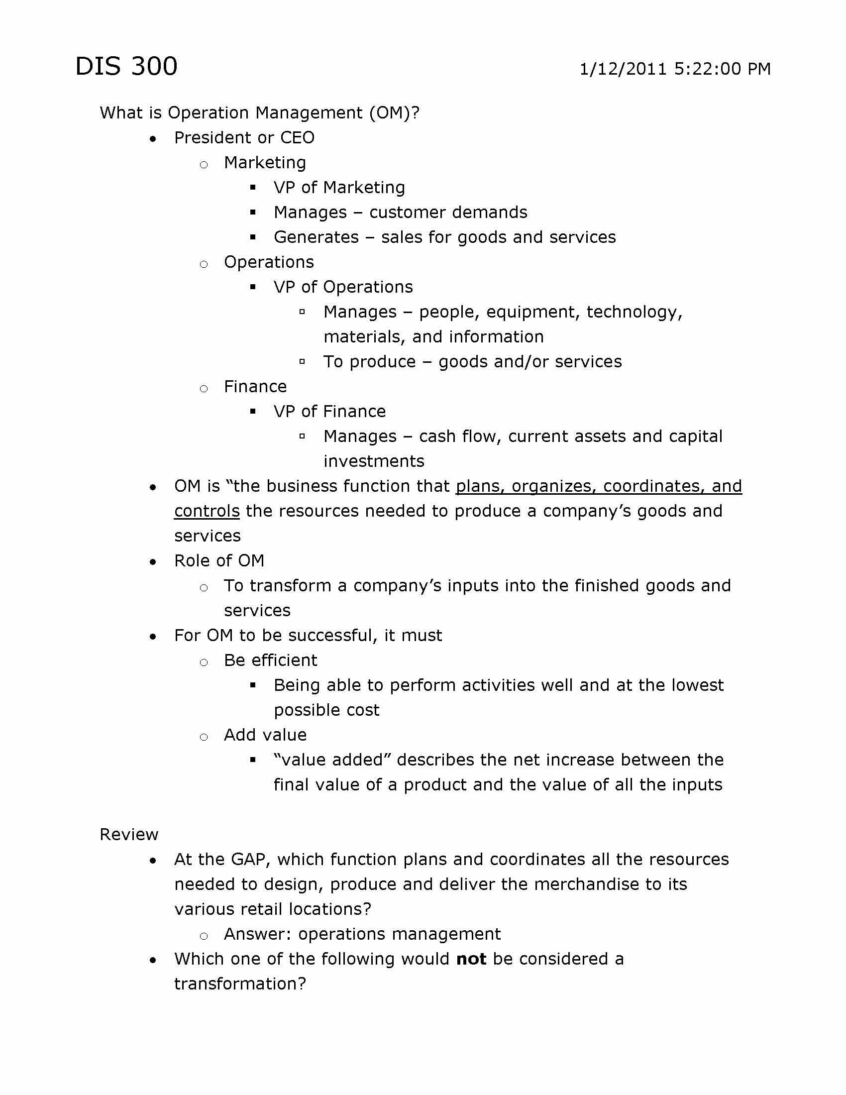 ANALYZING BUSINESS OPERATIONS