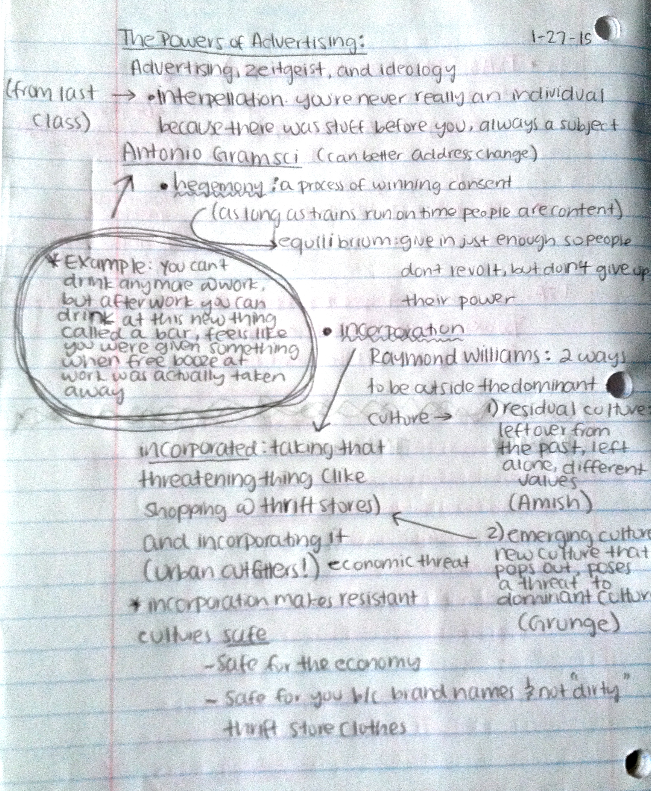 Lecture Notes for 1/27-1/29