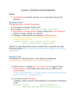 Bio Lecture 9: Evolution and Development
