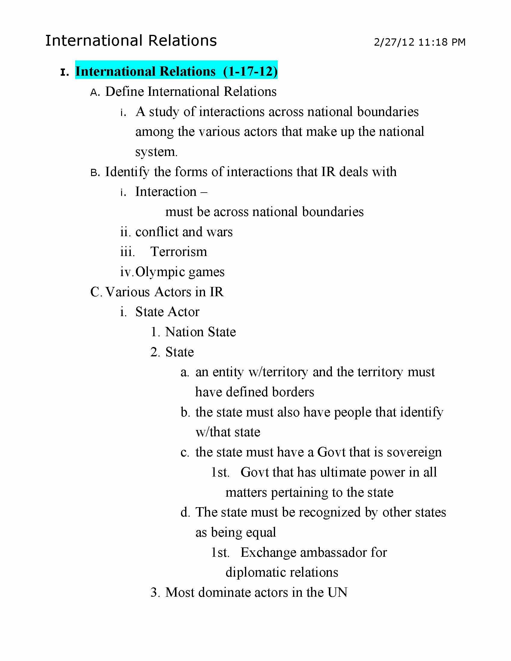 International Relations