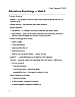 Week 6 Lecture Notes -- Complex Cognitive Processes