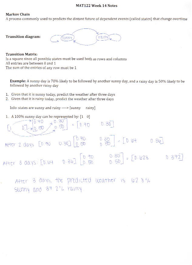 MAT122 Week 14 Notes
