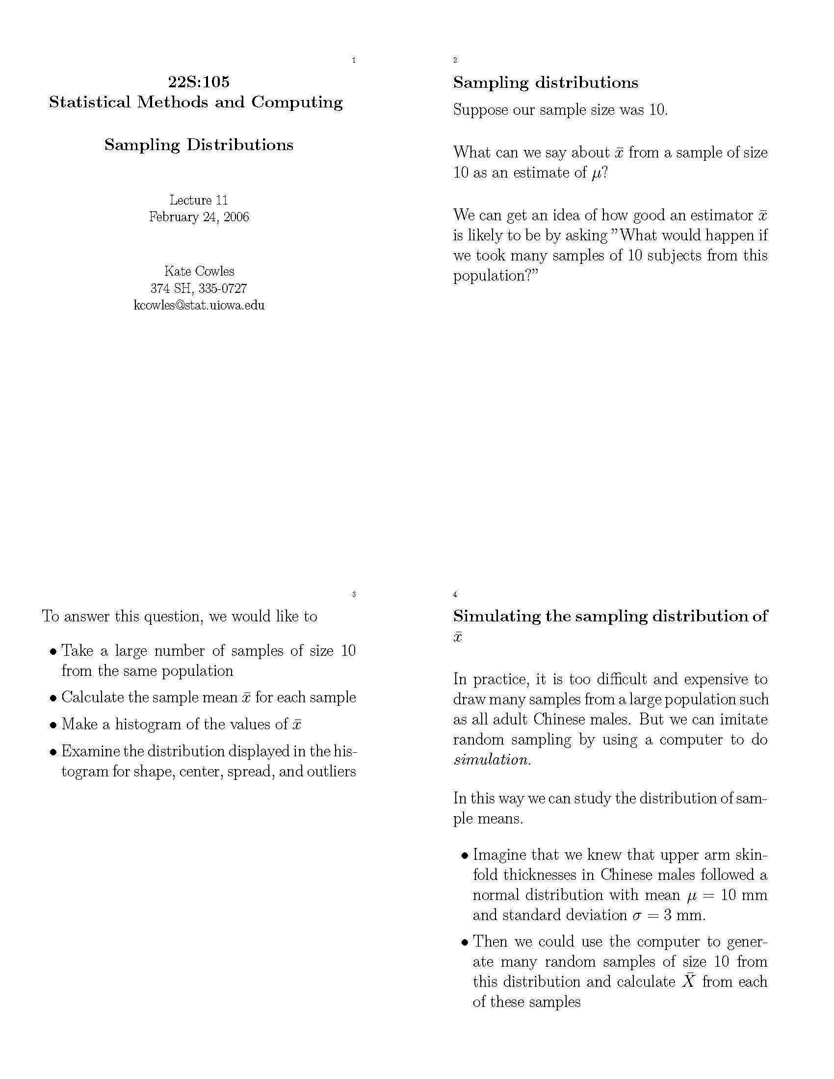 Statistical Methods and Computing
