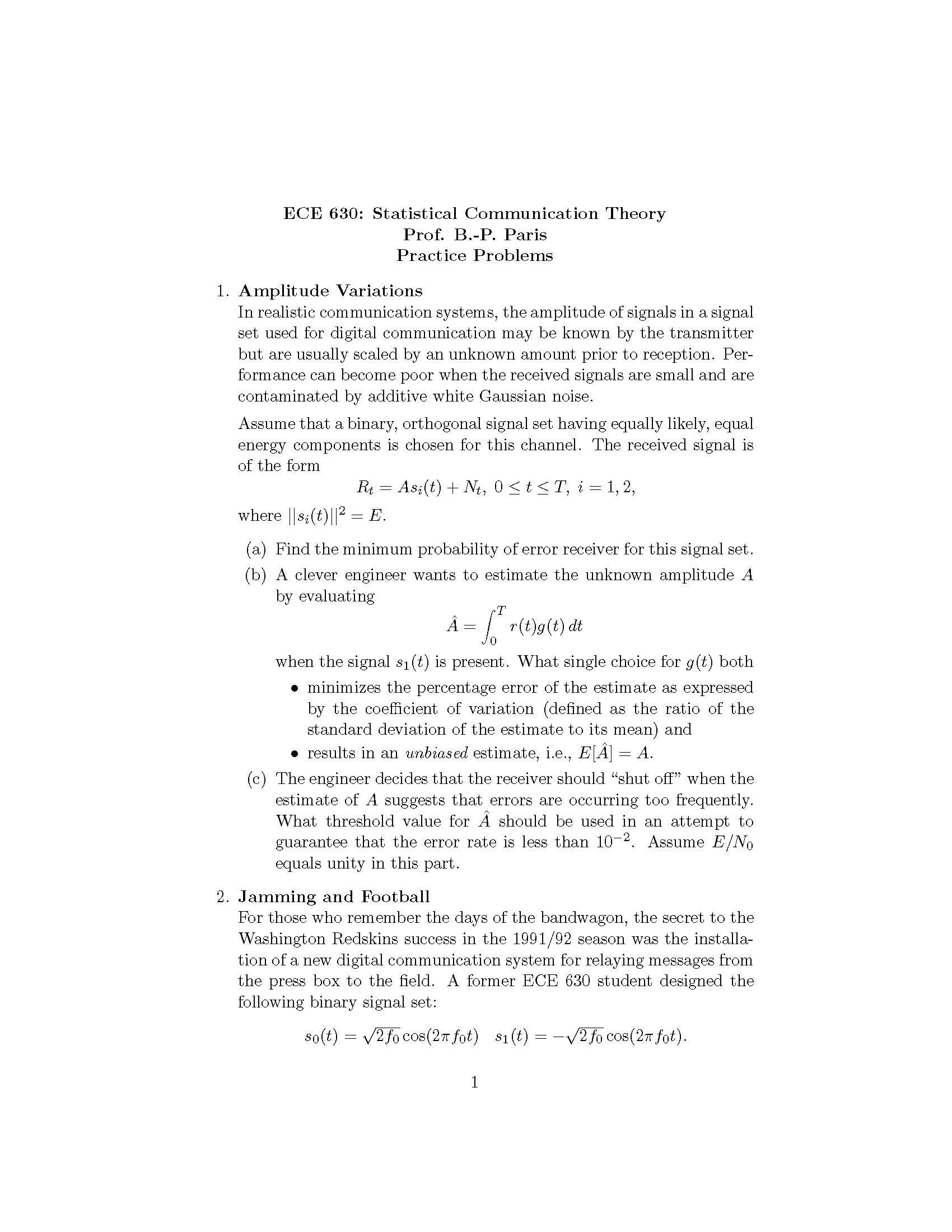 Statistical Communicat Theory