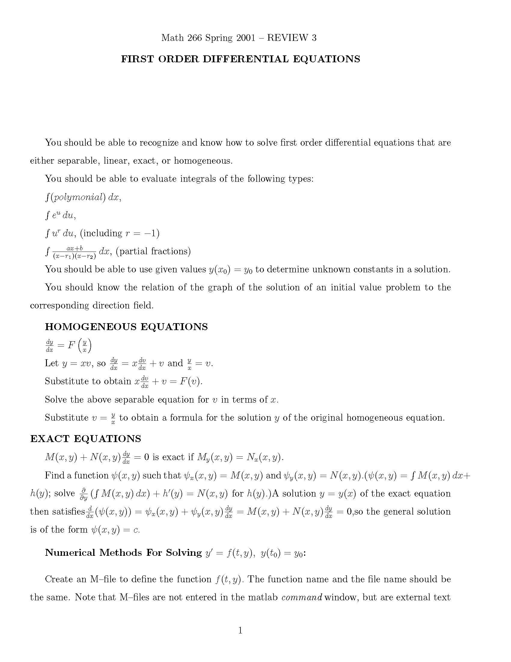 Ordinary Differential Equations