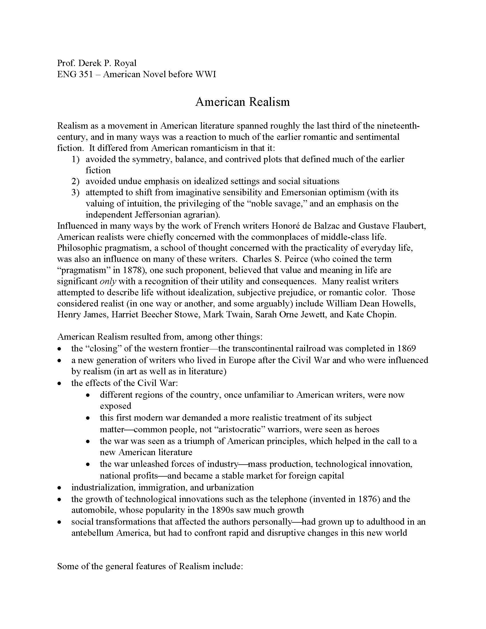 Amer Novel Before WWI