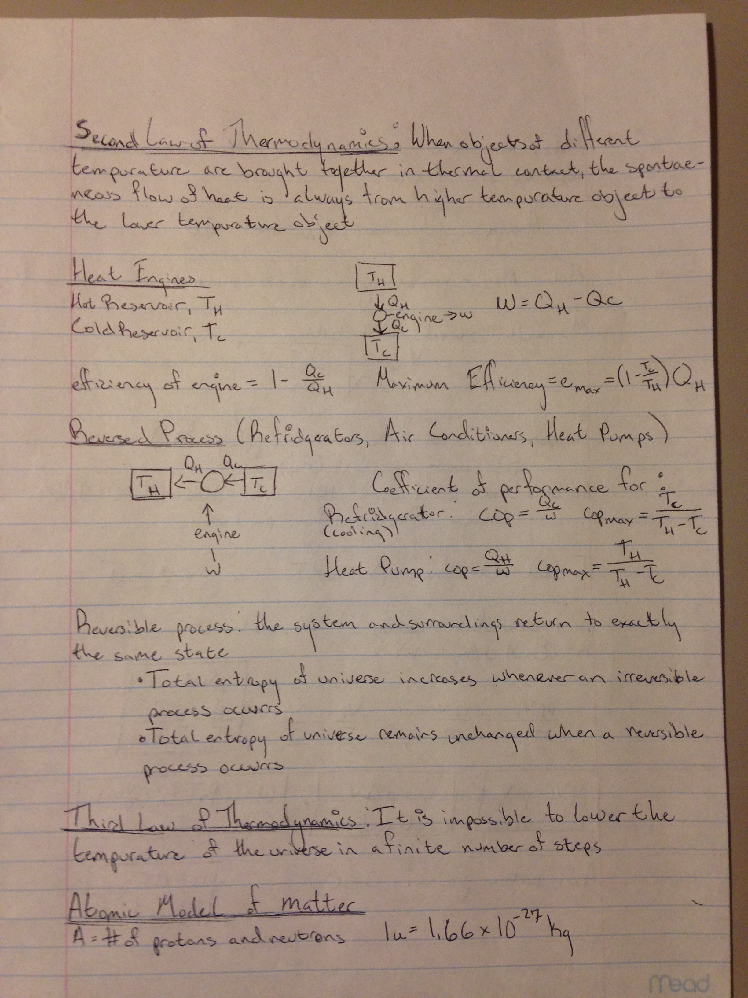 Thermodynamics, Heat Engines, and the Atomic Model of Matter