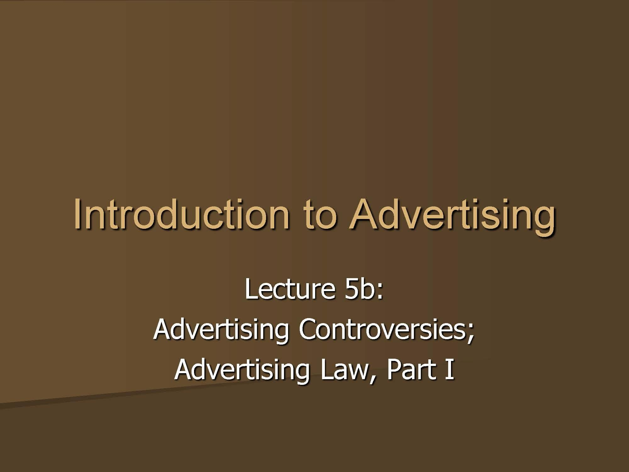Introduction To Advertising