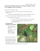 Why Political Action on Climate Change is Hard: The Tragedy of the Commons