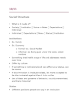 Sociology Notes- Week of Oct12