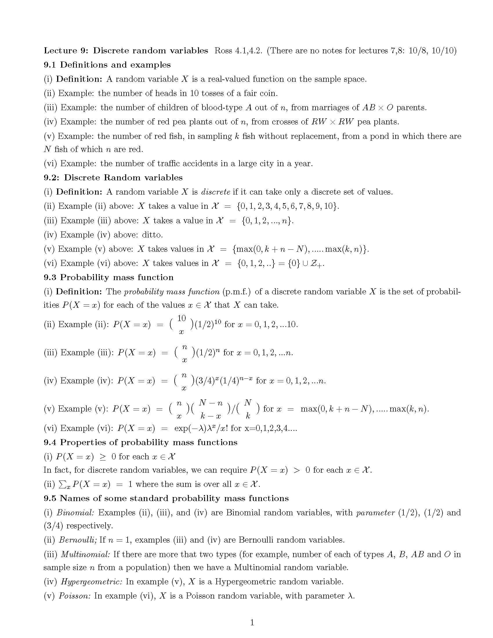 PROBABILITY I