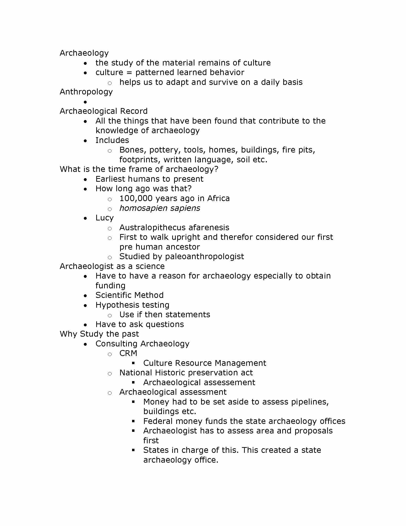 INTRO TO ARCHAEOLOGY