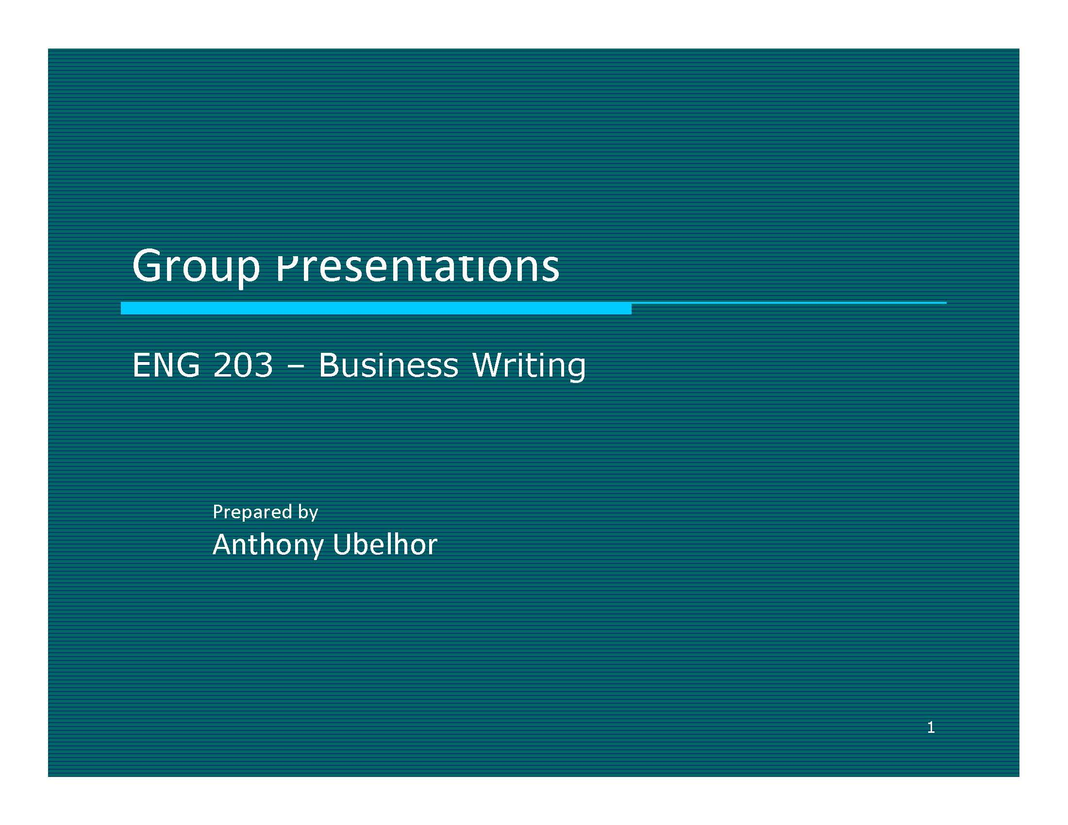 BUSINESS WRITING