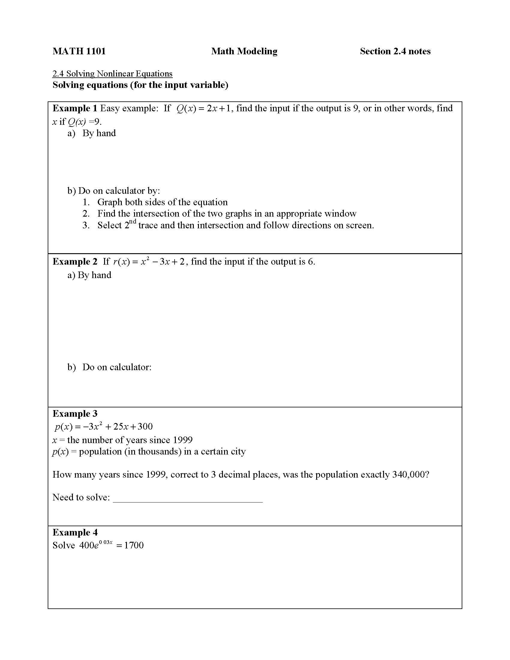 Intro to Mathematical Modeling