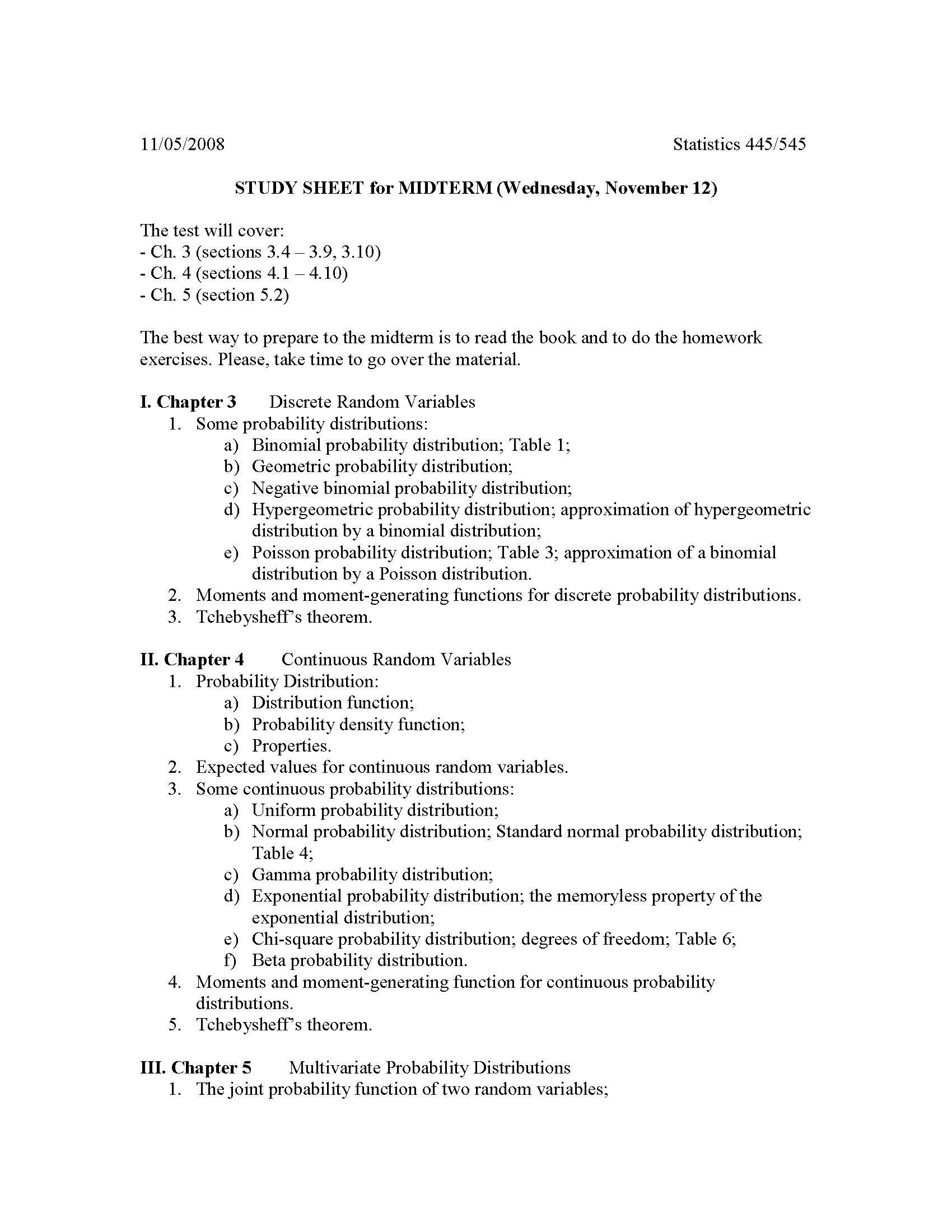 Probability & Statistics I