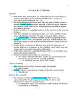 Lecture 14 Gender
