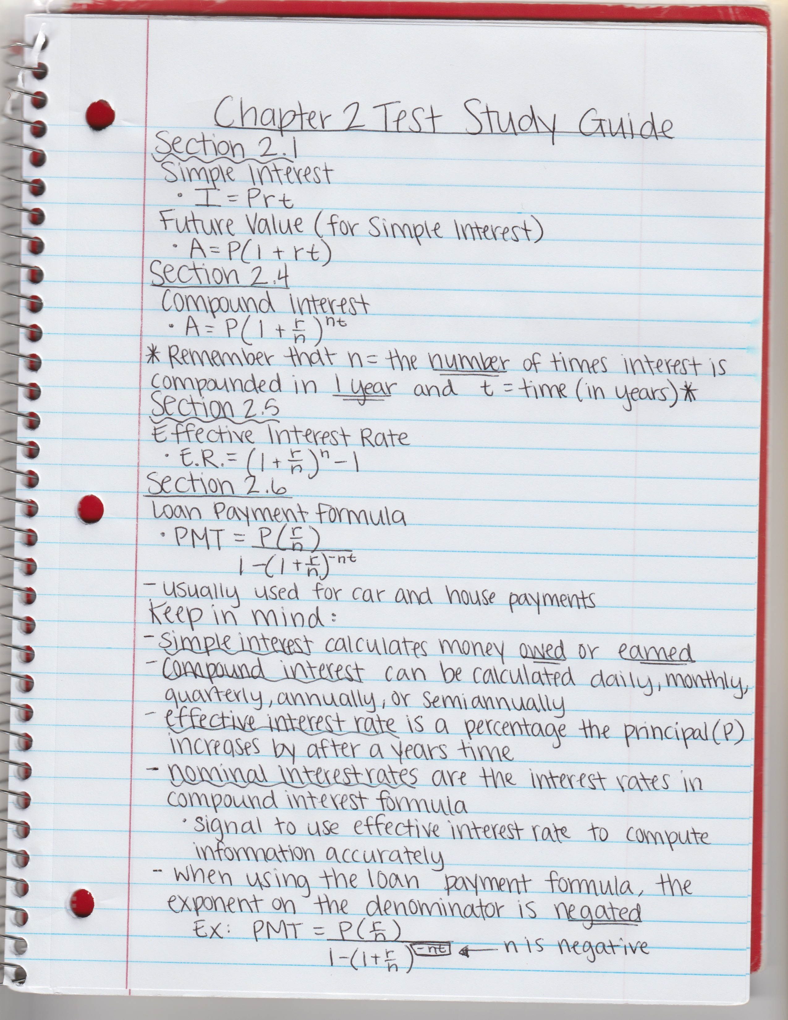 Math114 Chapter 2 Test Study Guide