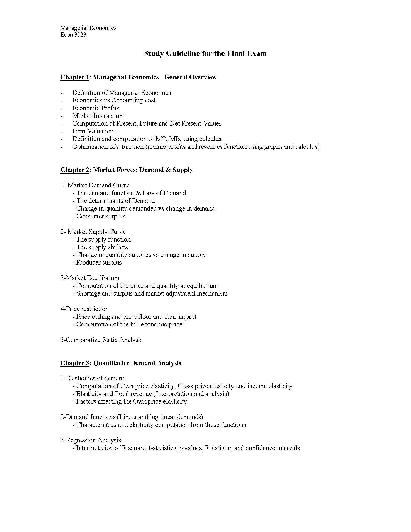 MANAGERIAL ECONOMICS