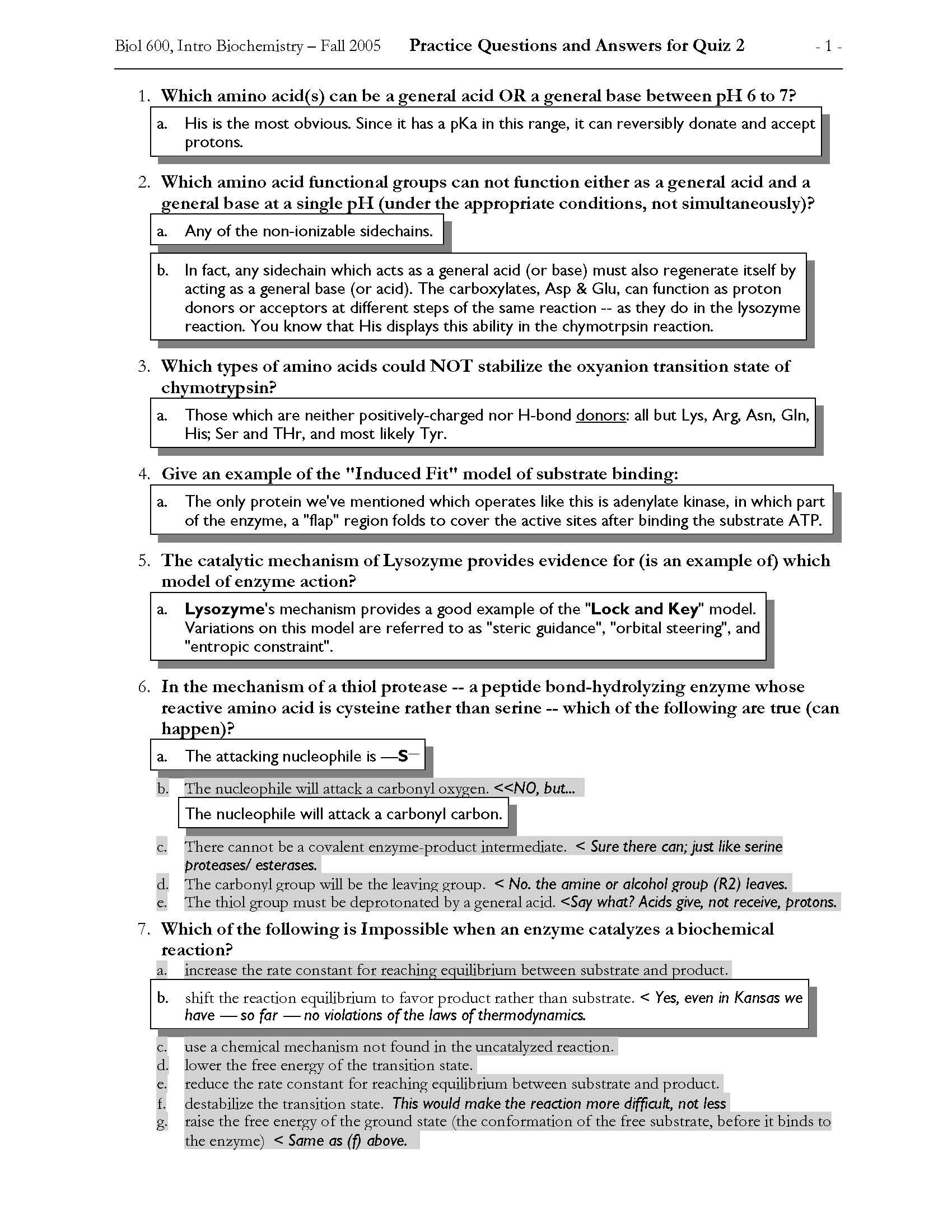 Introd Biochemistry, Lectures