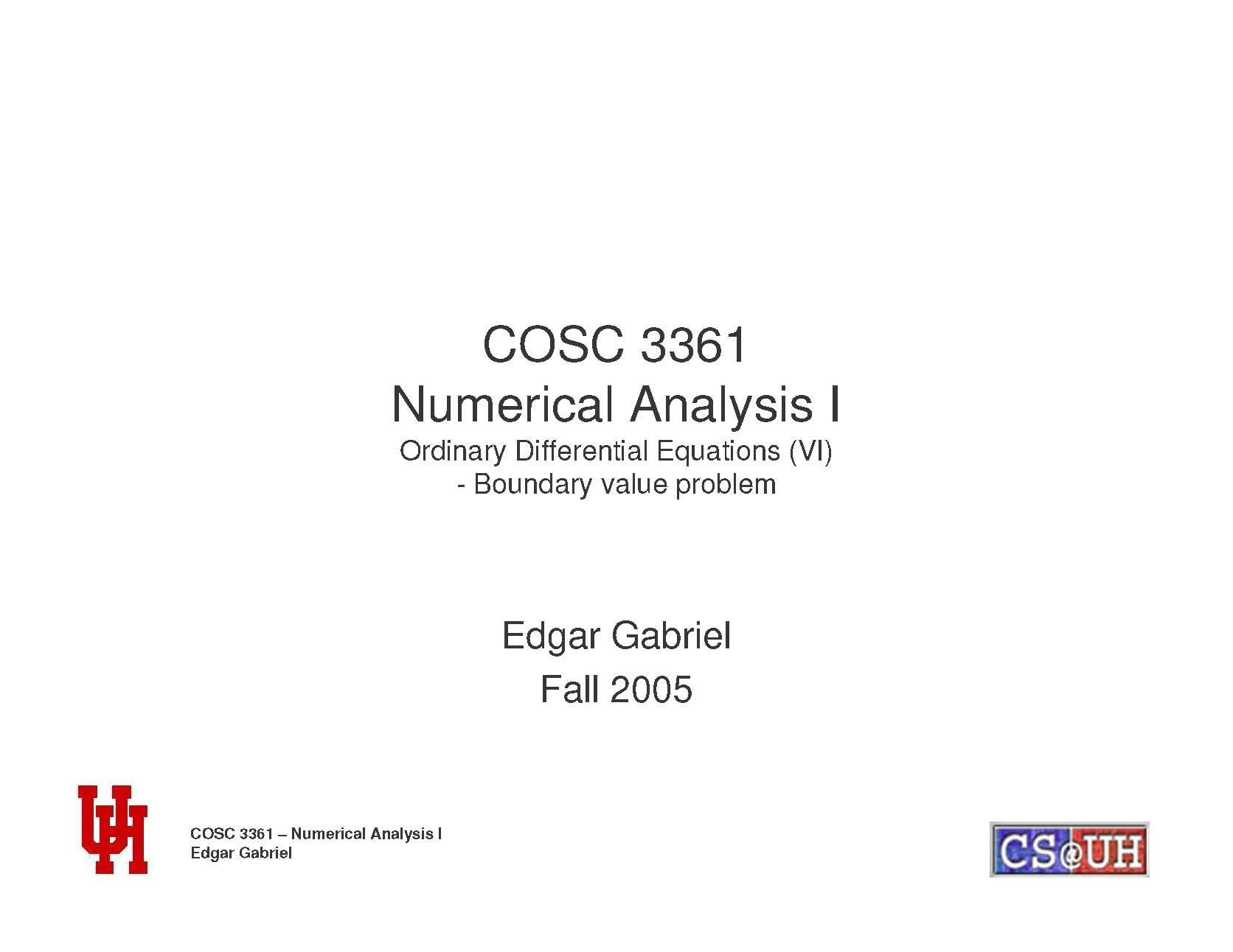 Numerical Methods I
