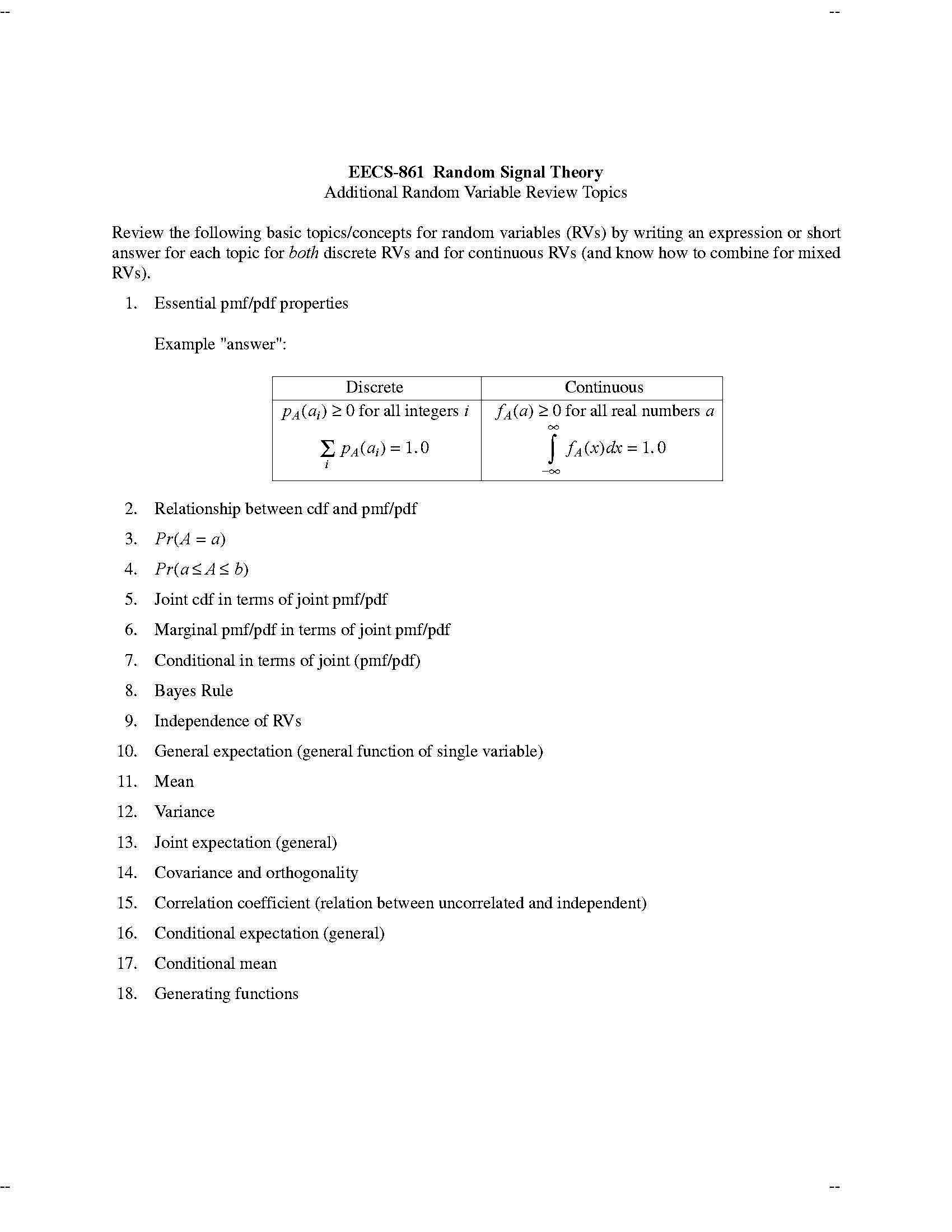 Random Signals and Noise