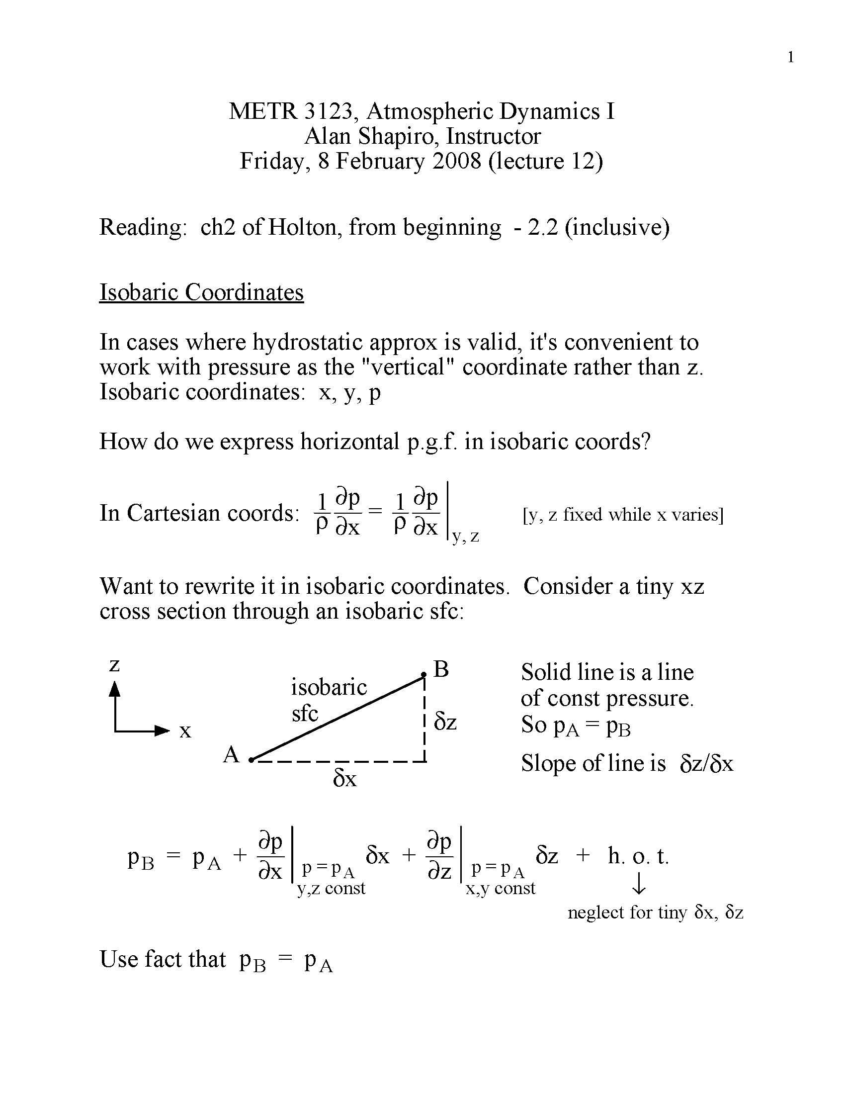 Atmospheric Dynamics II Theory of Atmospheric Flows