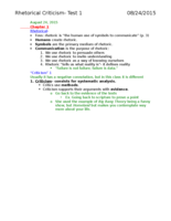 Rhetorical Criticism Lecture Notes (Last updated 10-7-15)