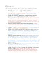 Cell Molecular Biology- Chapter 3 Course Objectives