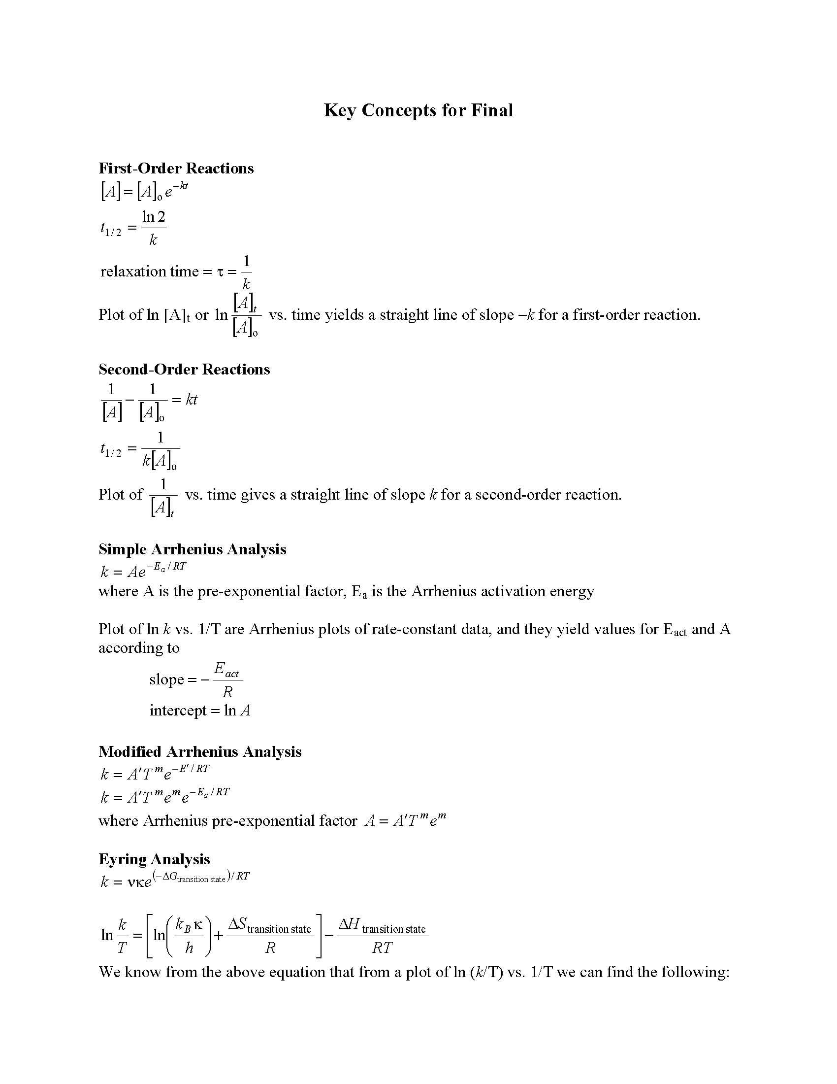Physical Chemistry I