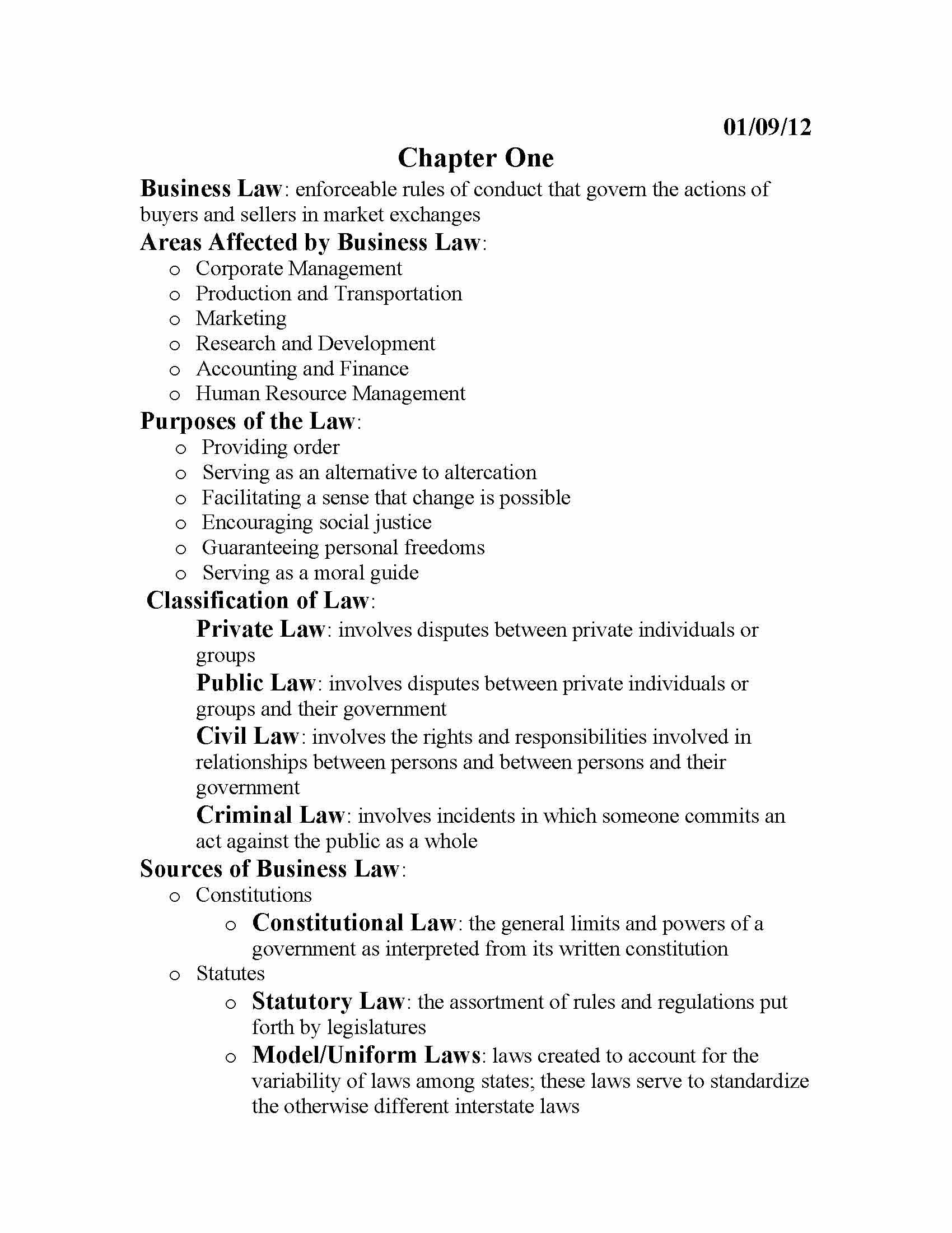 LEGAL ENVIR OF BUSINESS