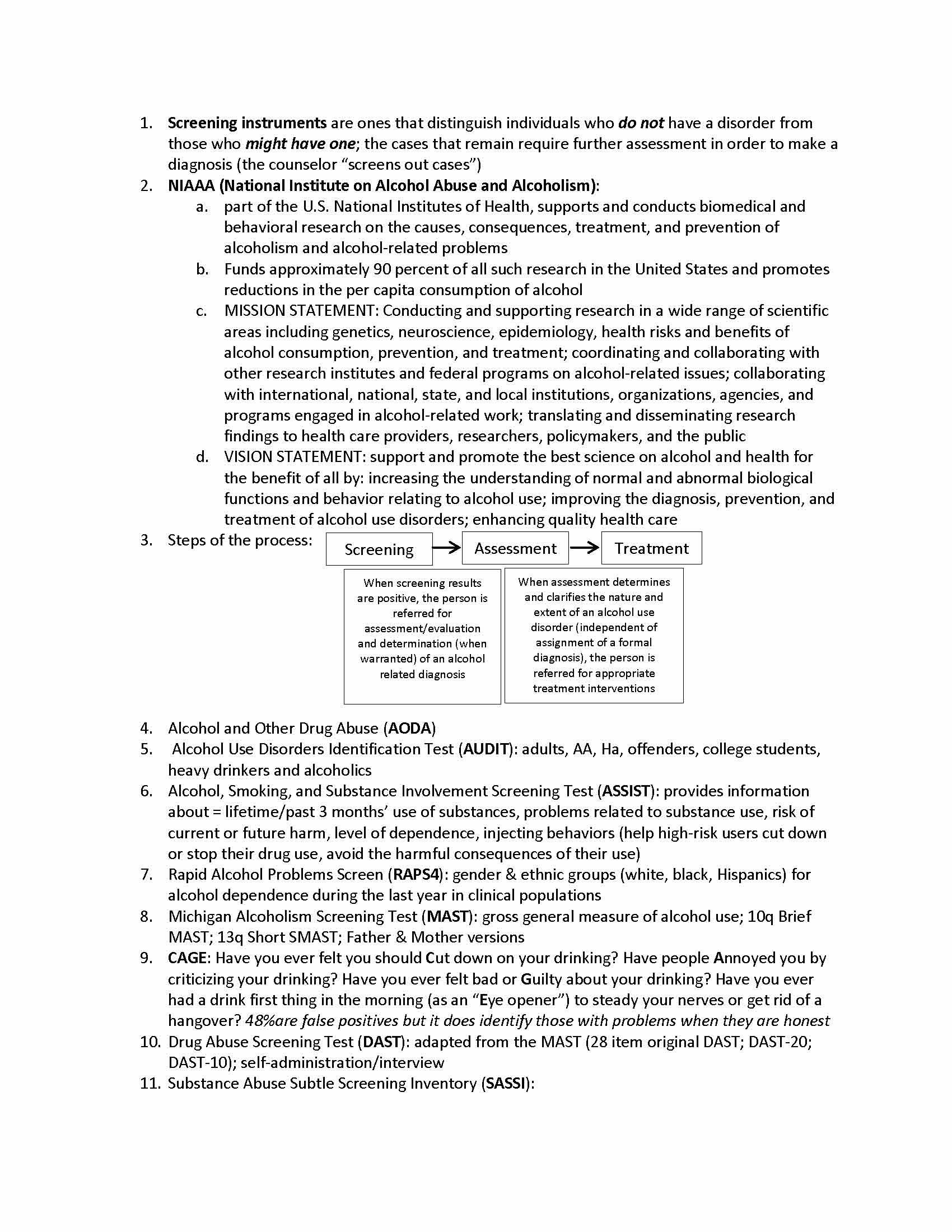 Assessment of Alcoholism and Chemical Dependency