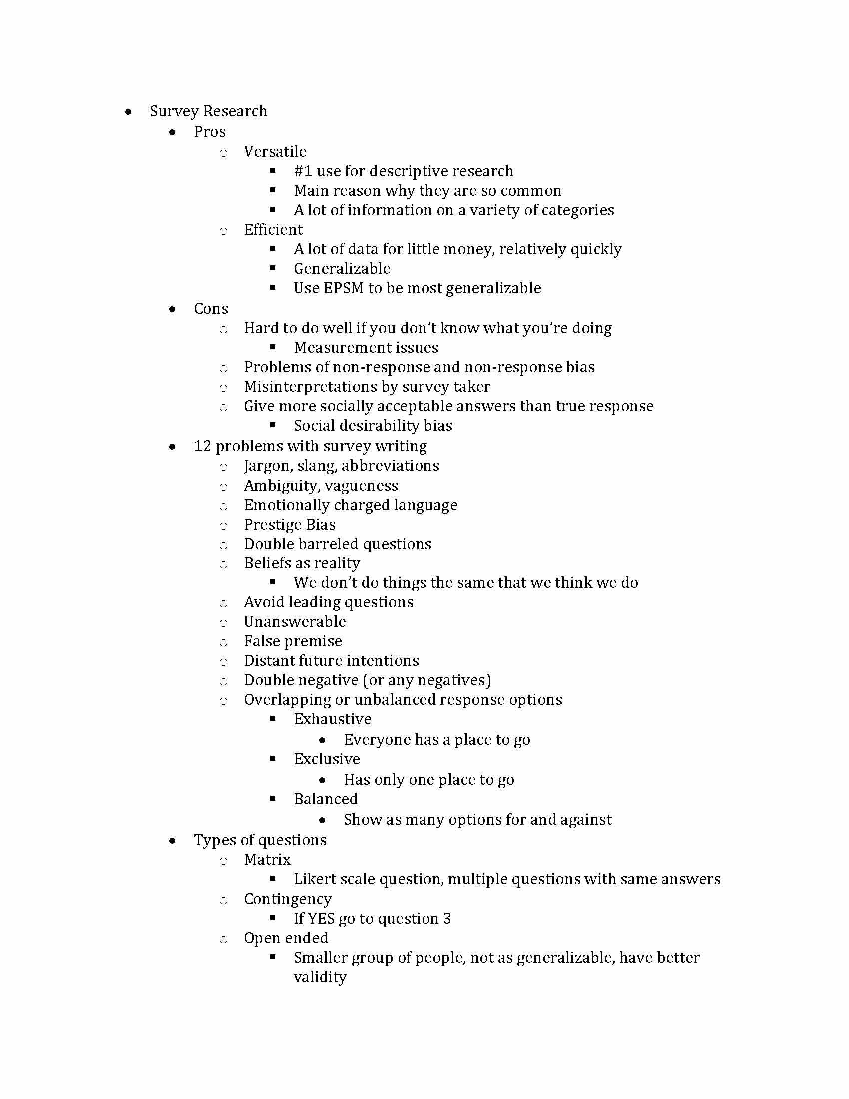 Methods of Social Research I