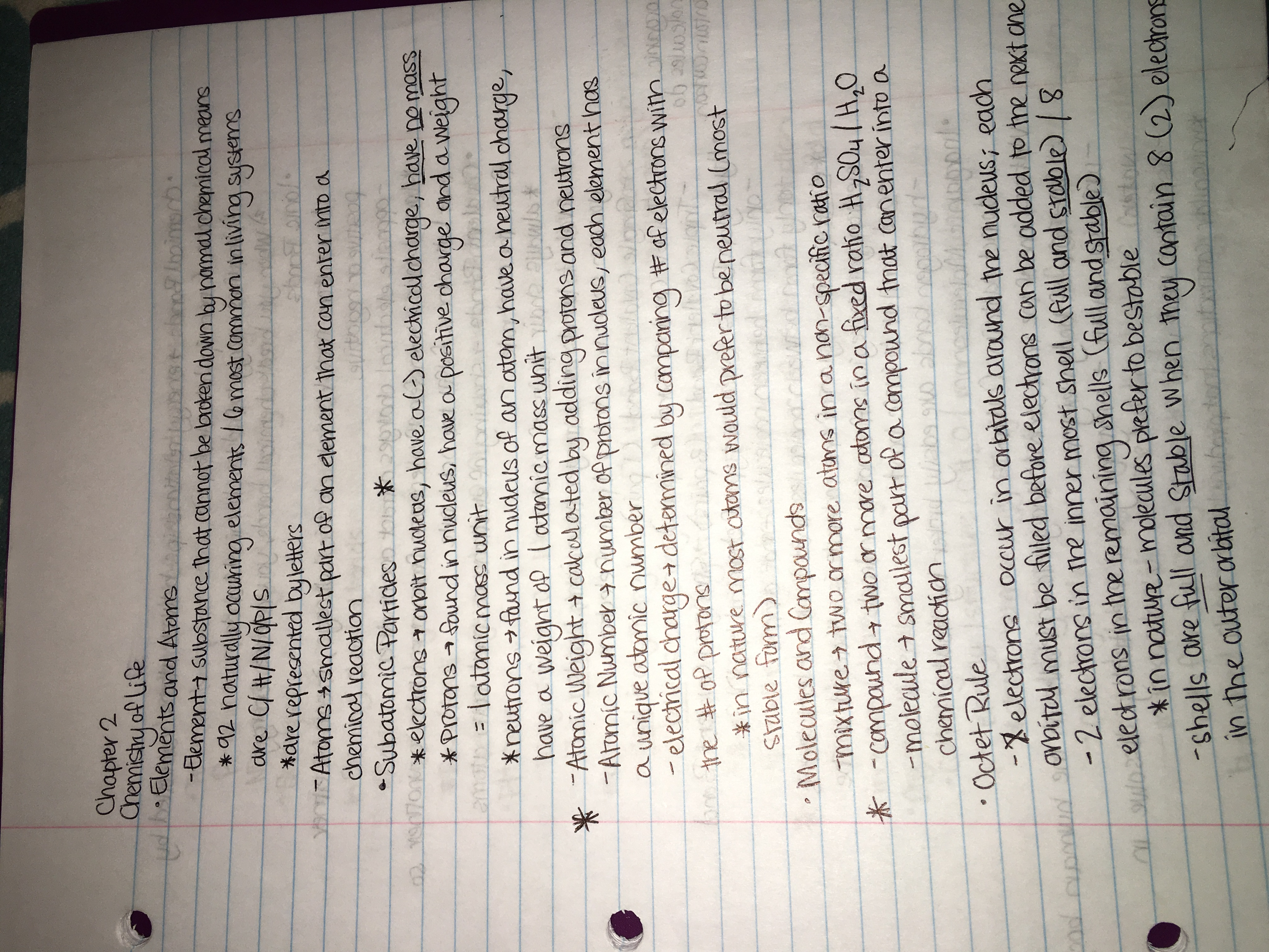 BIO 1004 Chapter 2-4 Notes with Lab Notes