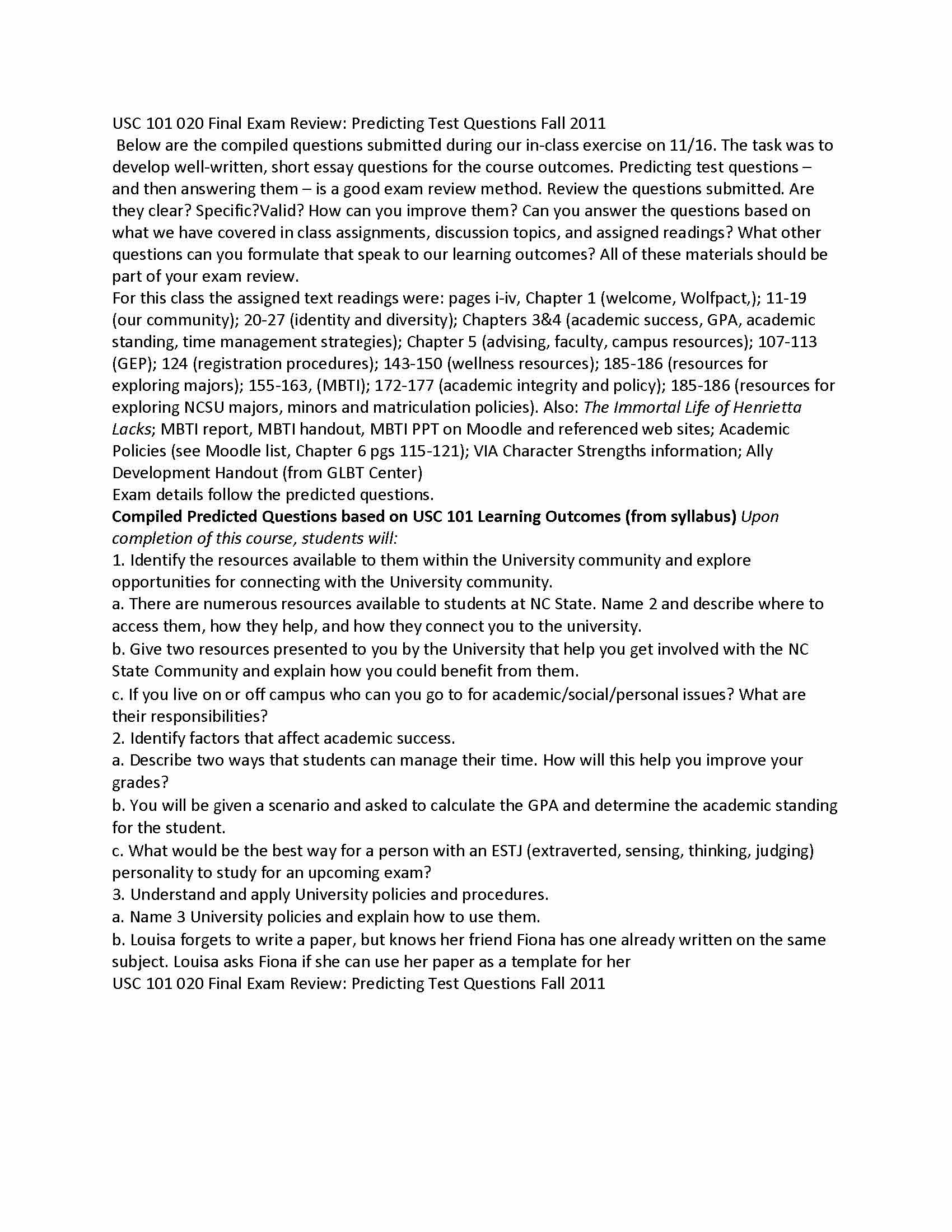 Introduction to University Education I