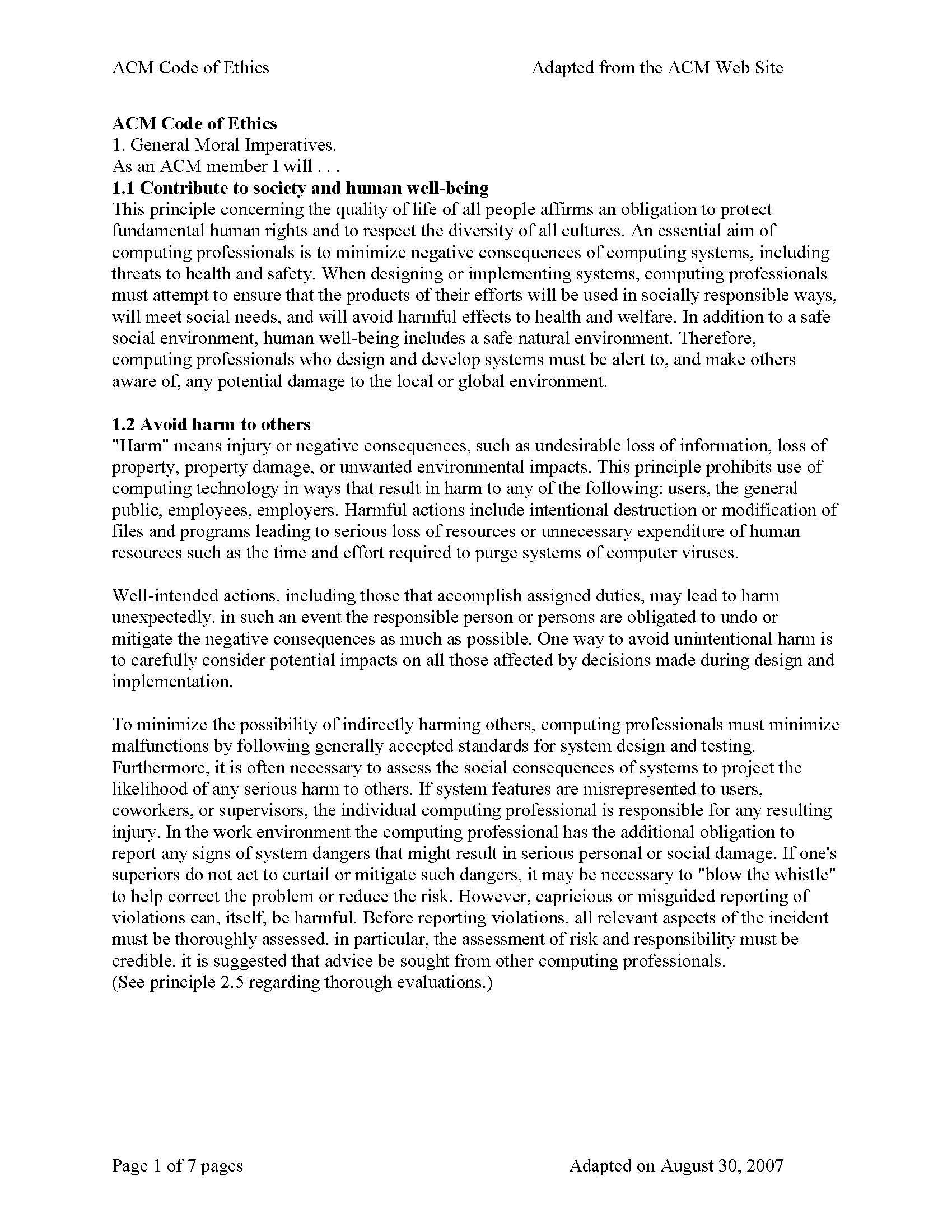 Professionalism in Computing