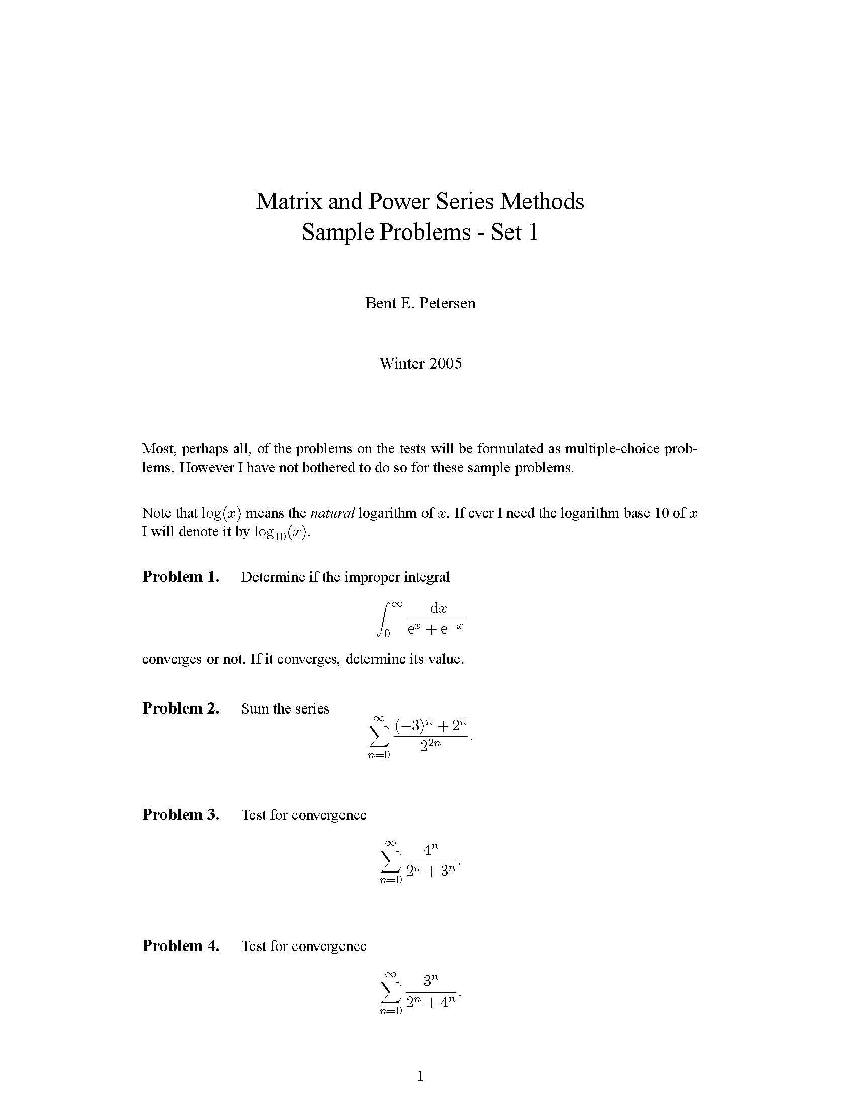 MATRIX AND POWER SERIES METHODS