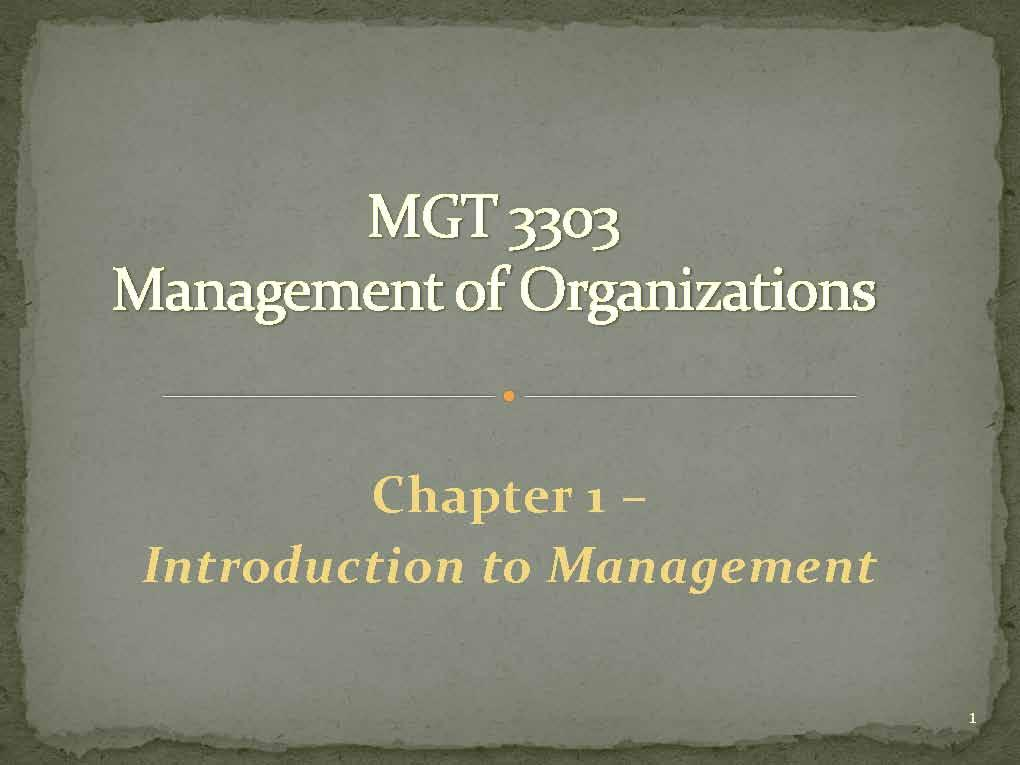 MGT OF ORGANIZATIO