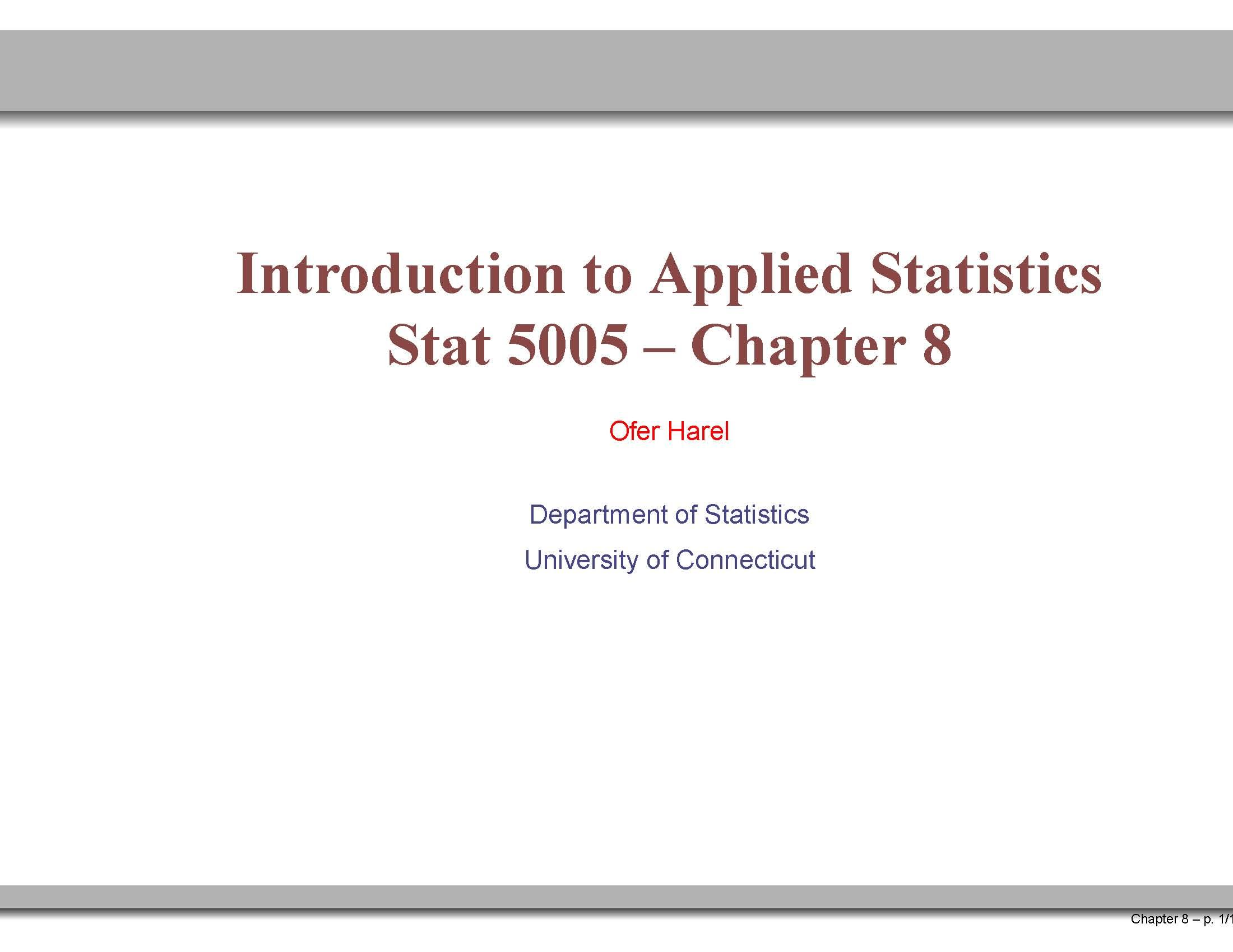 Introduction to Applied Statistics