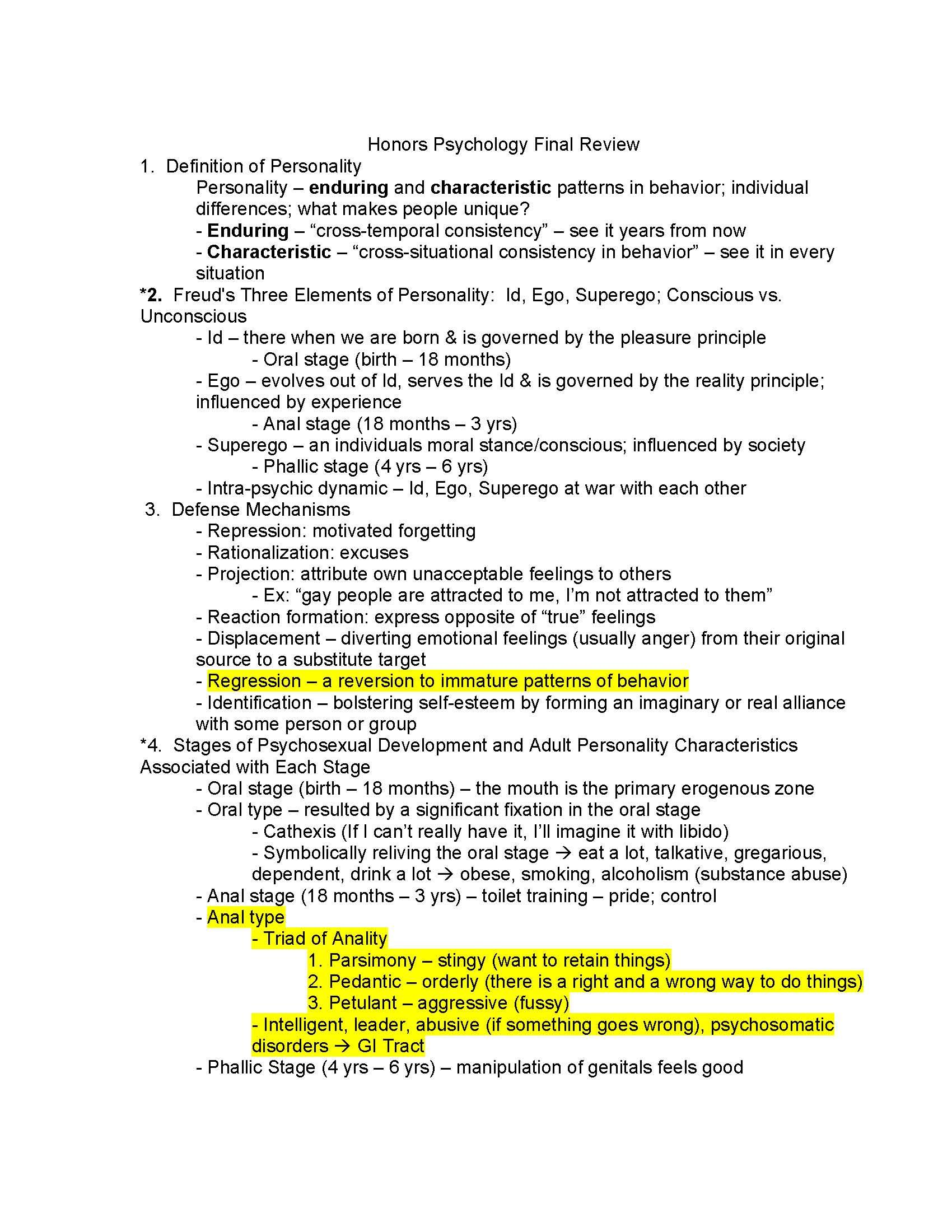 HNRS GENERAL PSYCHOLOGY