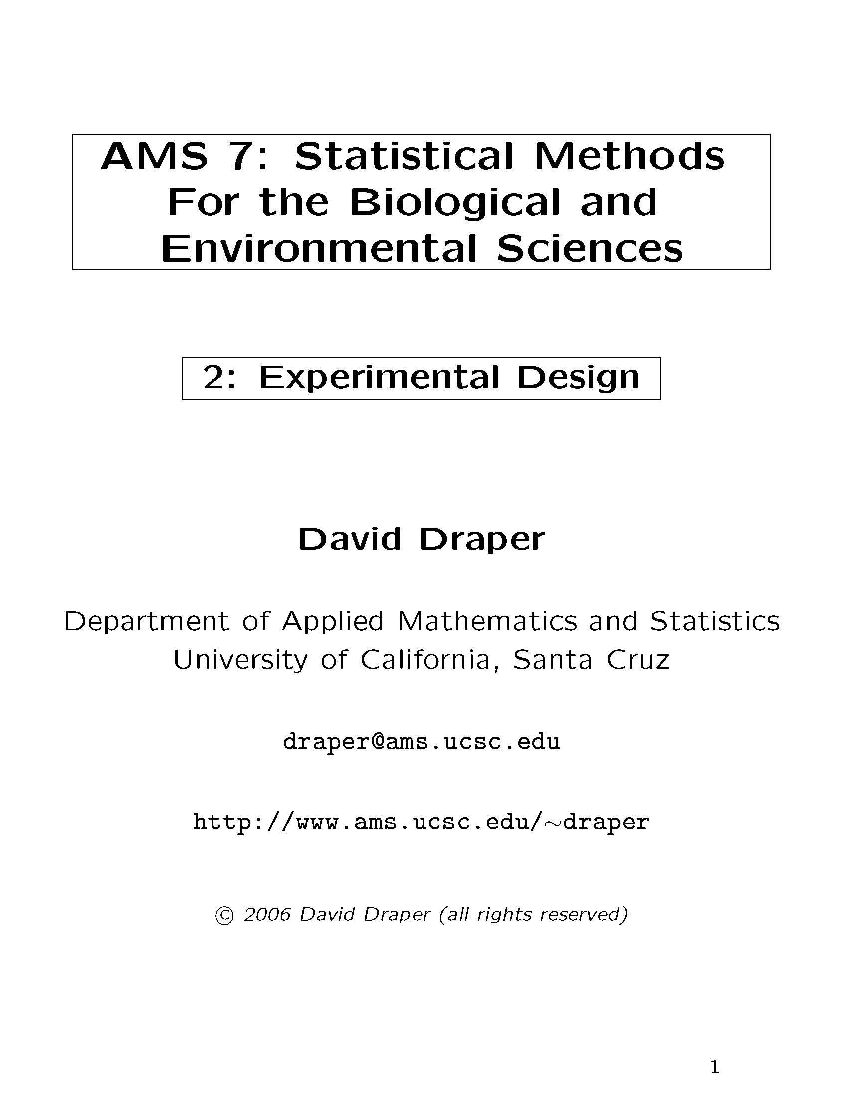 Statistical Methods for the Biological, Environmental, and Health Sciences