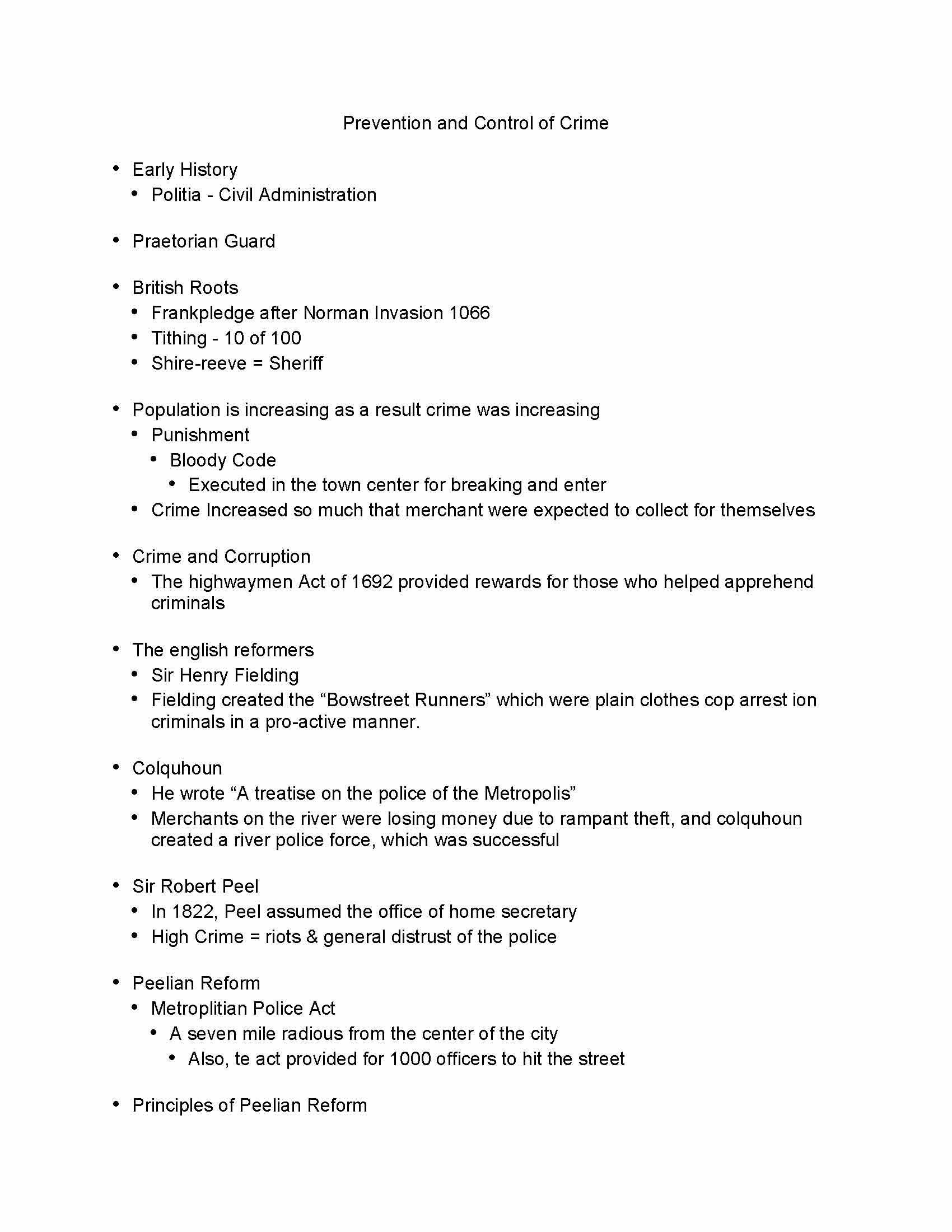 Prevention and Control of Crime